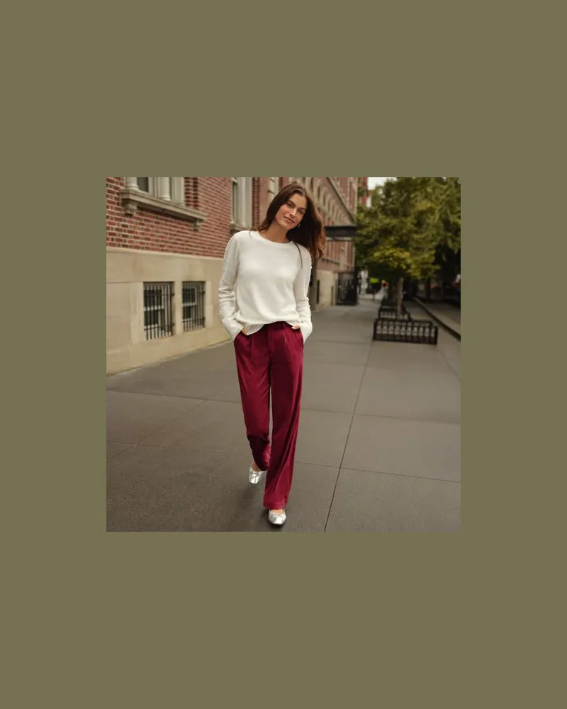 Lands' End Samthose mit weitem Bein, Damen, Größe regular, Rot, Polyester, by Rot