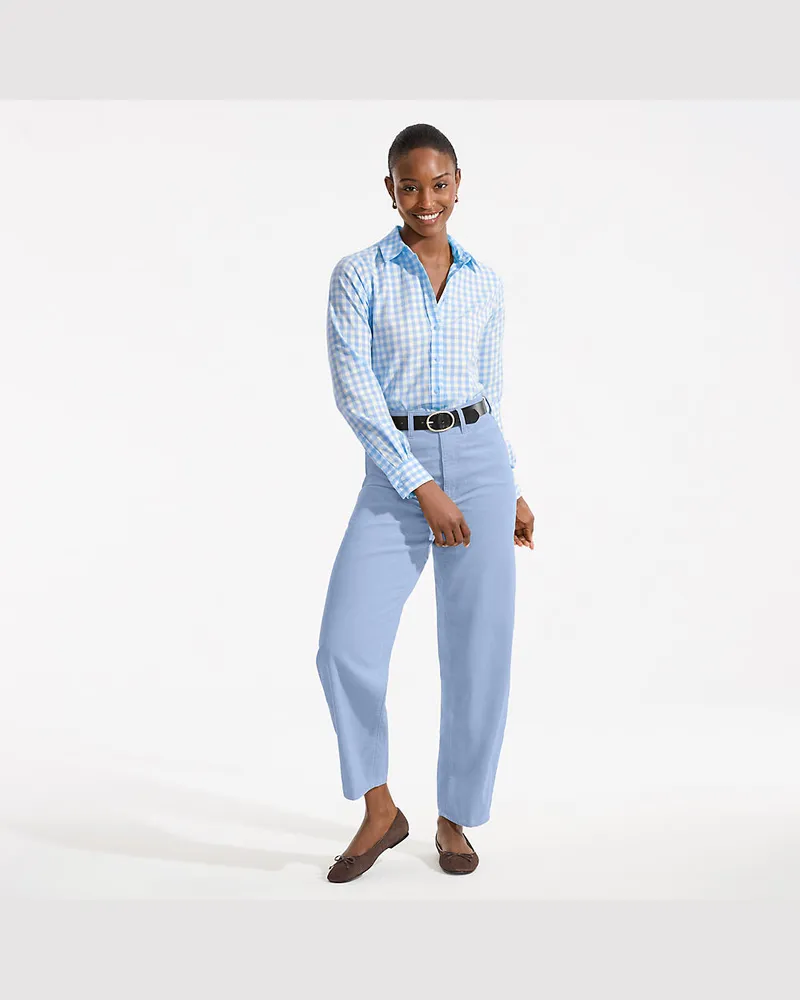 Lands' End Barrel-Feincordhose High Waist, Damen, Größe regular, Blau, Baumwolle, by Blau