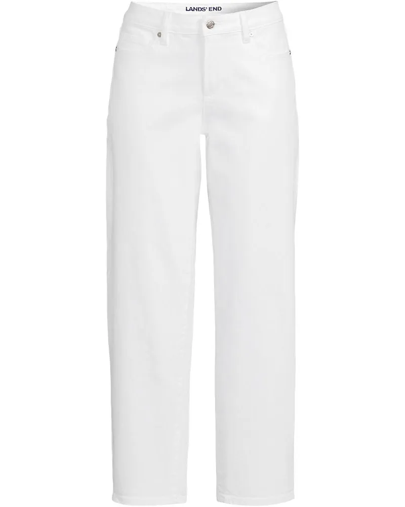 Lands' End Relaxte Soft Denim Straight Fit 7/8-Jeans, Damen, Größe regular, Weiß, Elasthan/Baumwoll-Mischung, by Weiß
