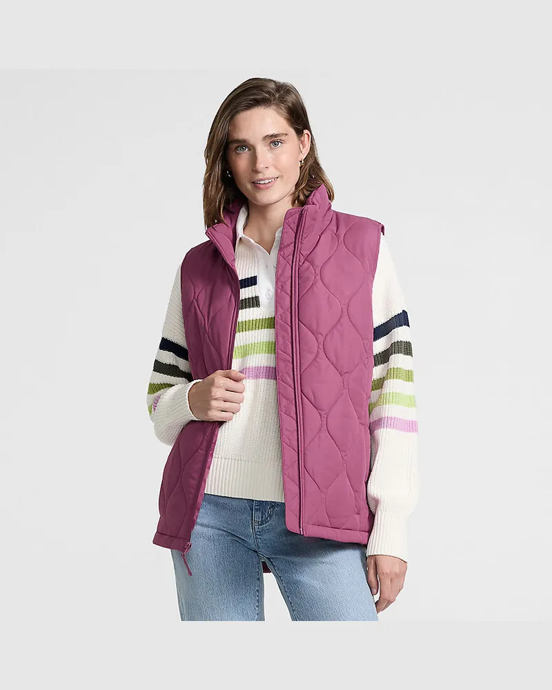 Lands' End Isolierte Steppweste FeatherFree, Damen, Größe regular, Rot, Polyester, by Rot