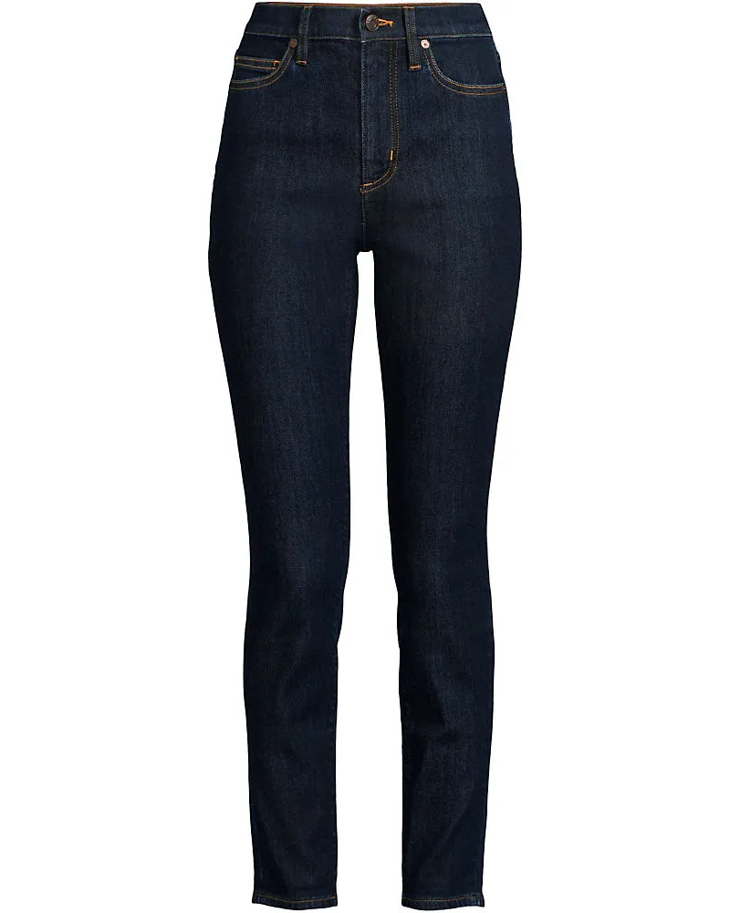 Lands' End Slim Fit Stretch-Jeans High Waist, Damen, Größe plus, Blau, Elasthan/Baumwoll-Mischung/Polyester-Mischung, by Blau
