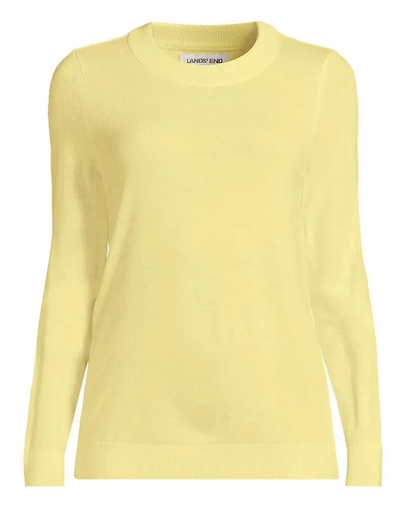 Lands' End CashTouch Rundhalspullover, Damen, Größe regular, Gelb, Polyacryl, by Gelb