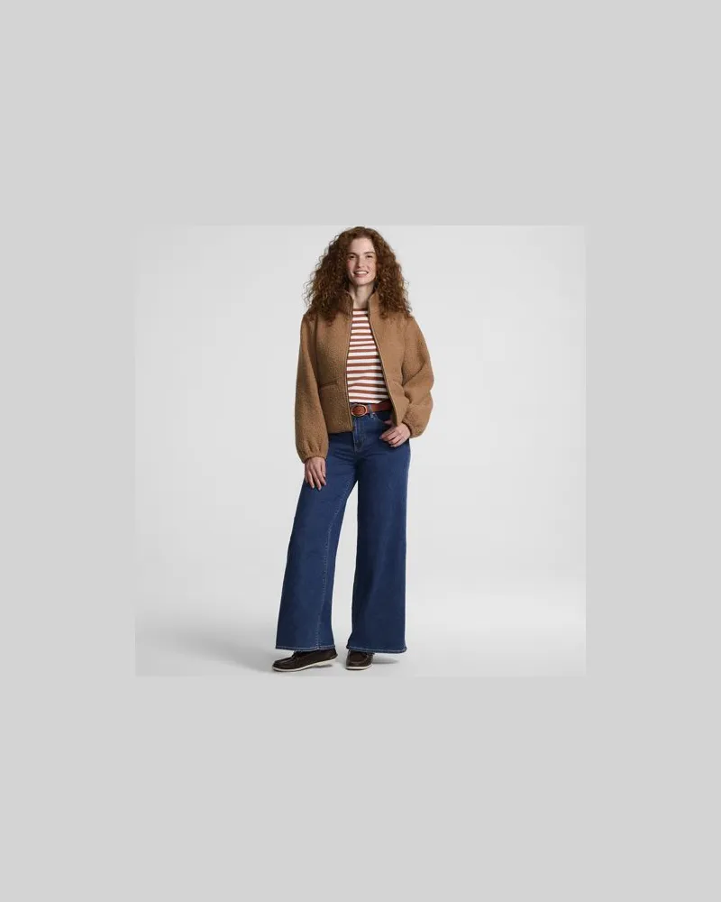 Lands' End Bouclé-Fleecejacke, Damen, Größe regular, Braun, Polyester, by Braun