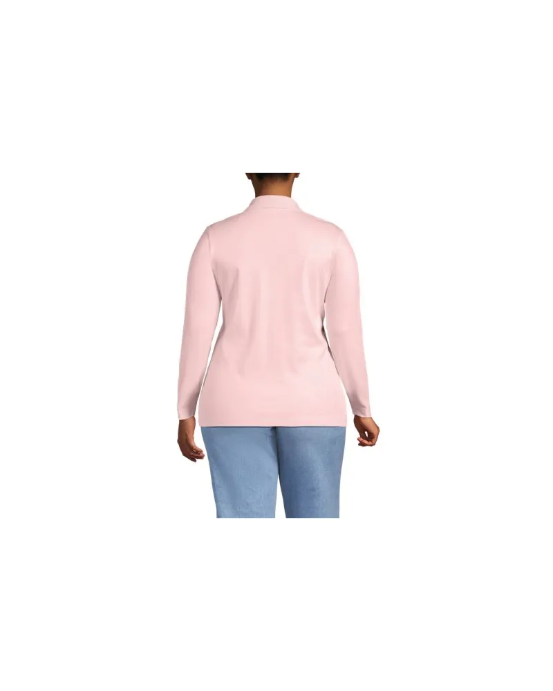 Lands' End Supima-Poloshirt mit langen Ärmeln, Damen, Größe plus, Pink, Baumwolle, by Pink