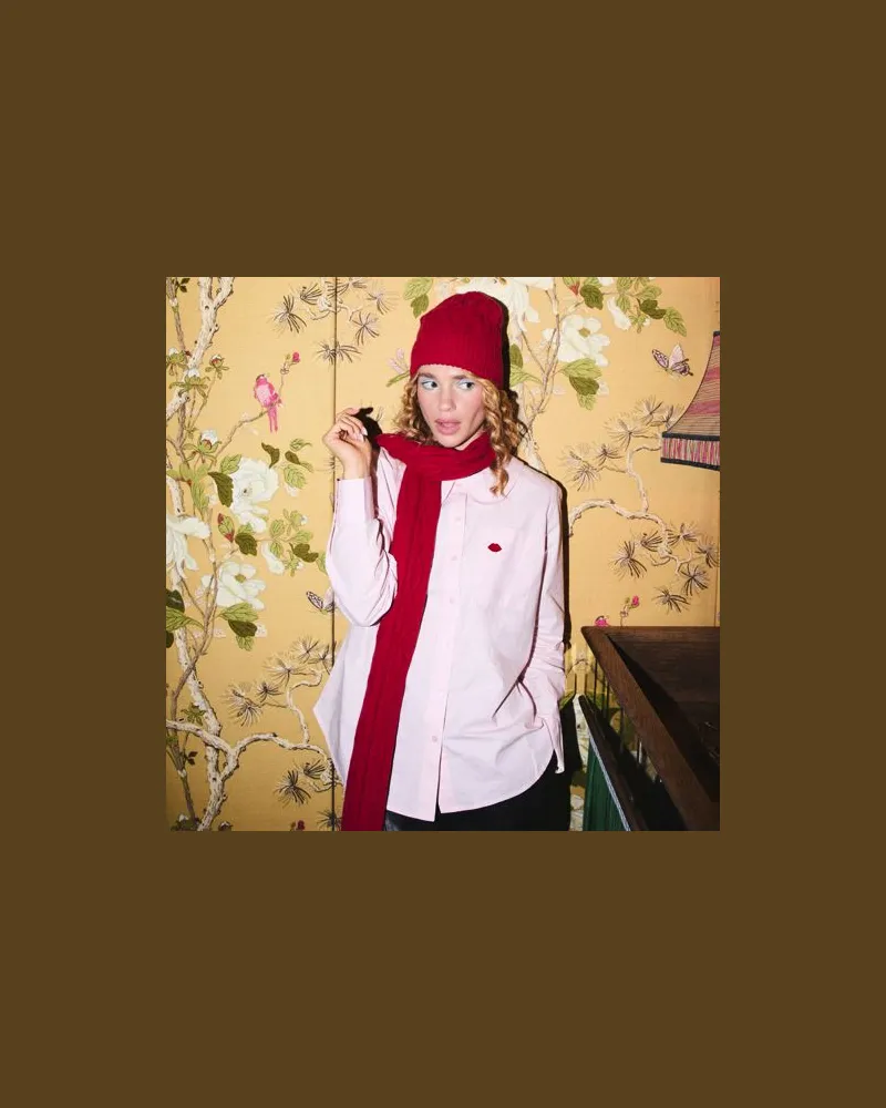 Lands' End x Lulu Guinness Lips Baumwollbluse, Damen, Größe:44-46 petite, Pink, Baumwolle, by Lands' End Pink