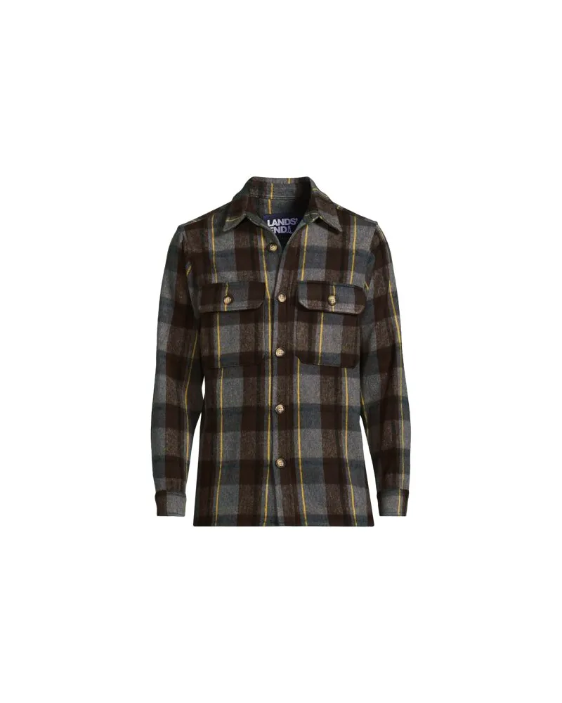 Lands' End Karierte Hemdjacke, Herren, Größe:52-54 regular, Braun, by Braun