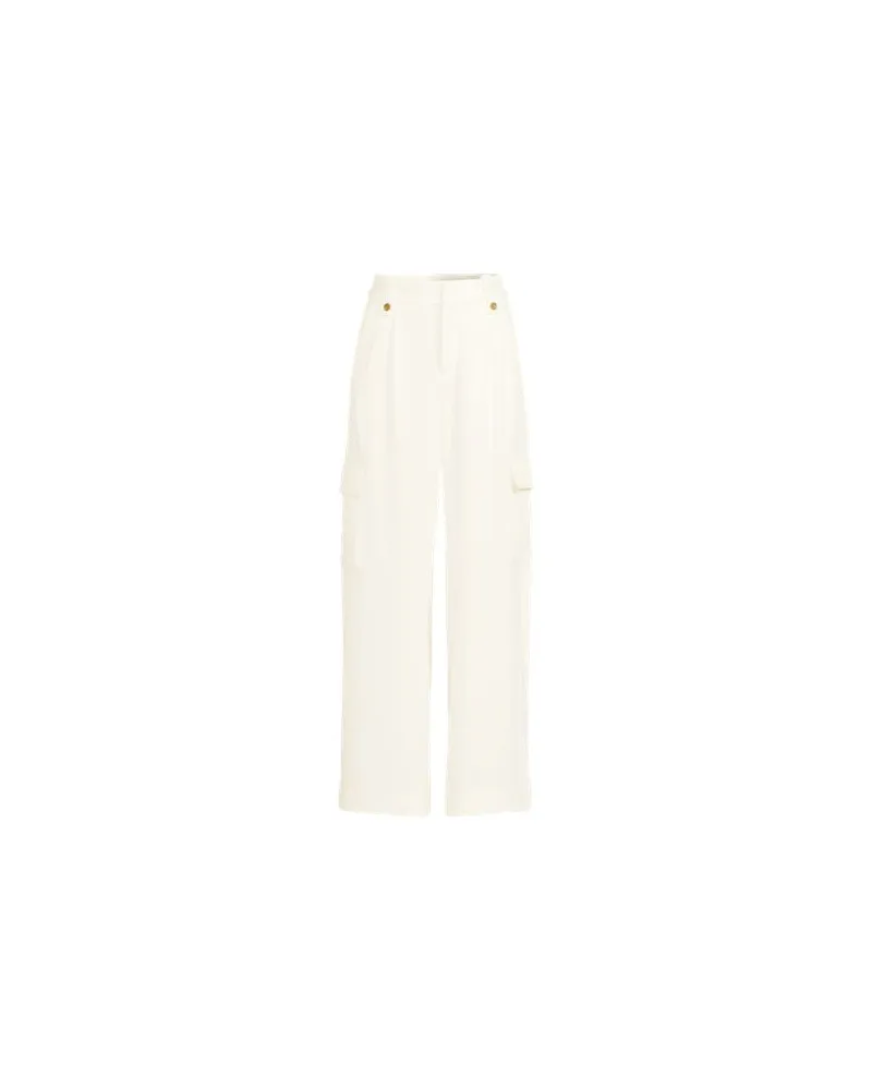 Lands' End Cargo-Bundfaltenhose mit weitem Bein, Damen, Größe regular, Weiß, Elasthan/Viskose/Viskose-Mischung, by Weiß