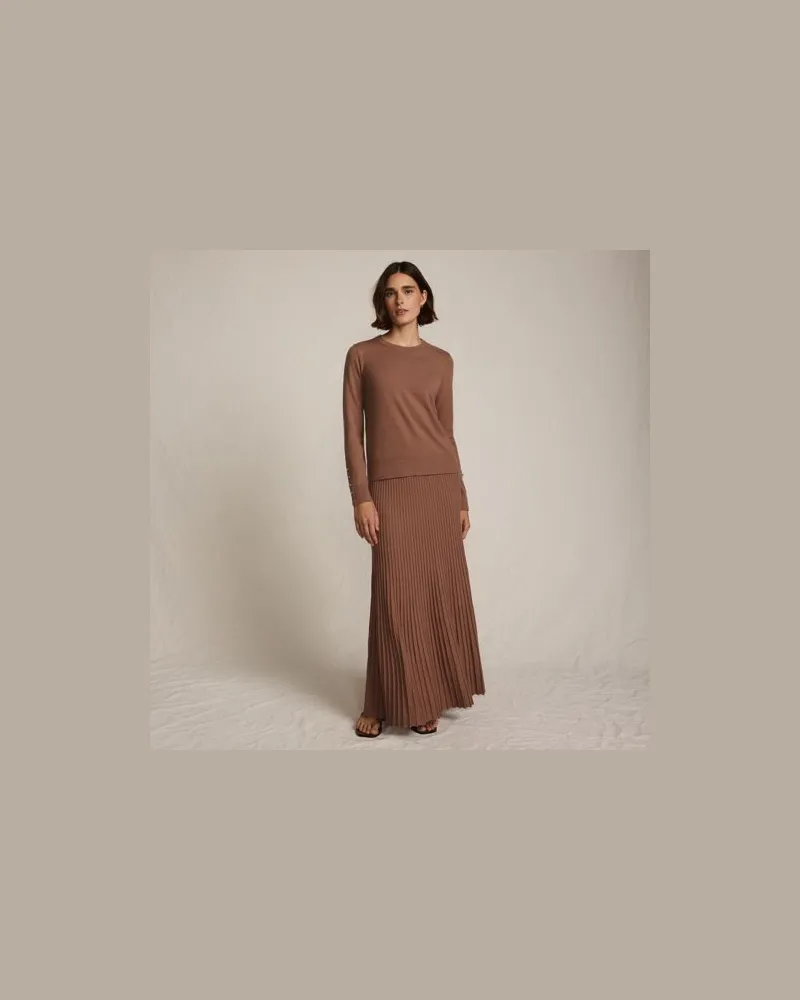 Lands' End Maxirock Silk Touch, Damen, Größe:40-42 petite, Braun, by Braun