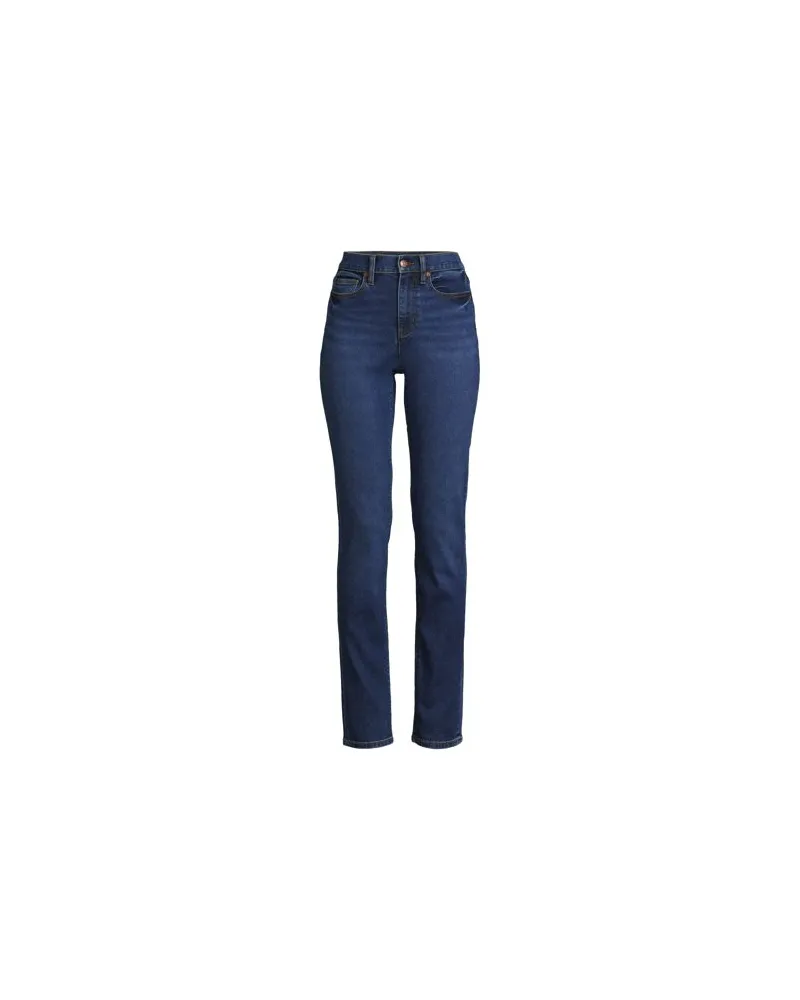 Lands' End Straight Fit Recover High Waist Jeans, Damen, Größe plus, Blau, Baumwoll-Mischung, by Blau