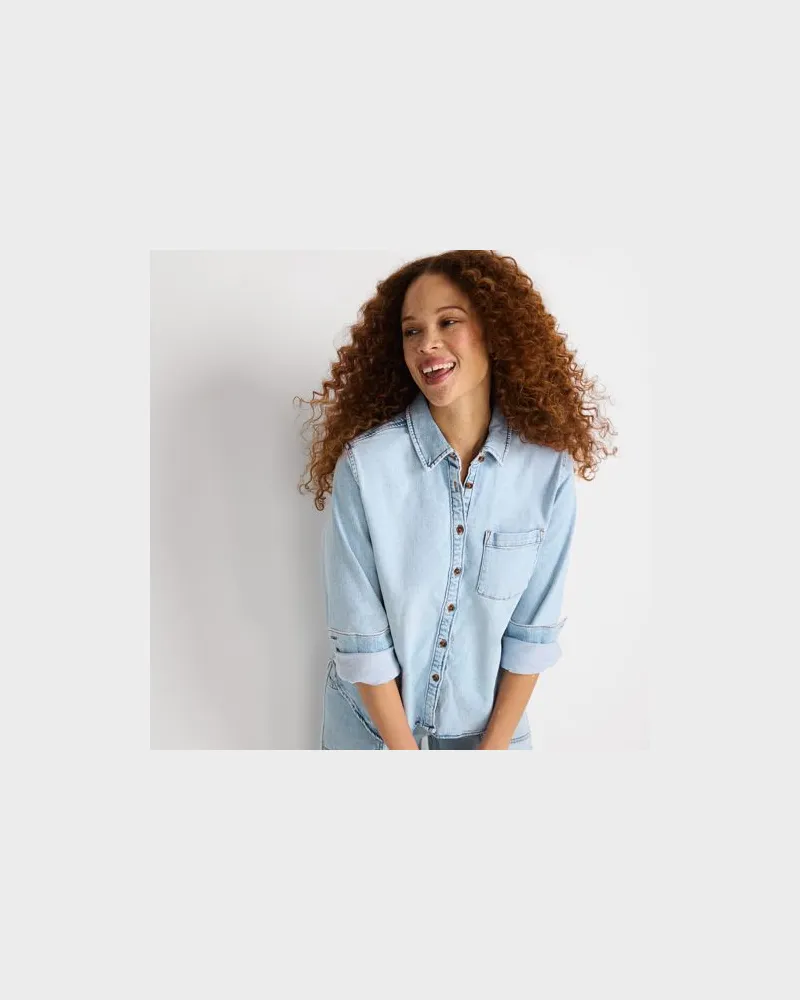 Lands' End Jeanshemd, Damen, Größe plus, Blau, Baumwoll-Mischung, by Blau