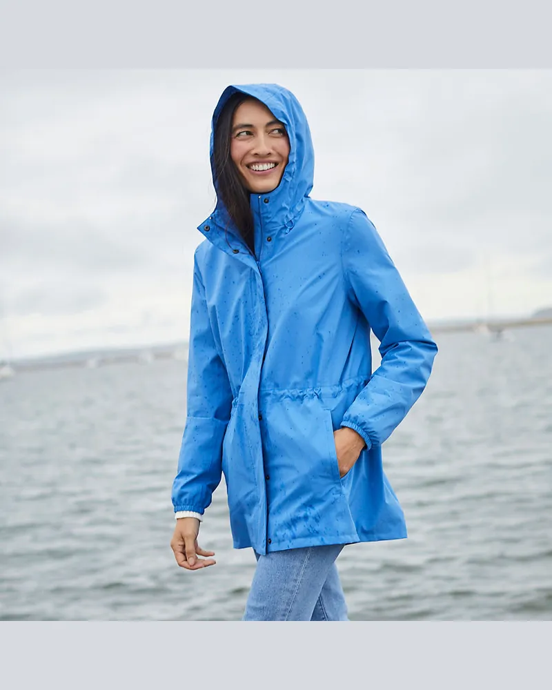 Lands' End Wasserdichte Regenjacke SQUALL mit Packfach, Damen, Größe regular, Blau, Polyester, by Blau