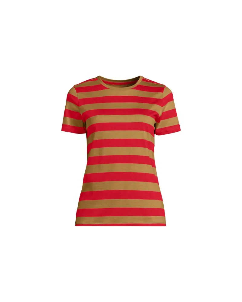 Lands' End Supima Kurzarm-Shirt mit rundem Ausschnitt, Damen, Größe:40-42 petite, Braun, Baumwolle, by Braun