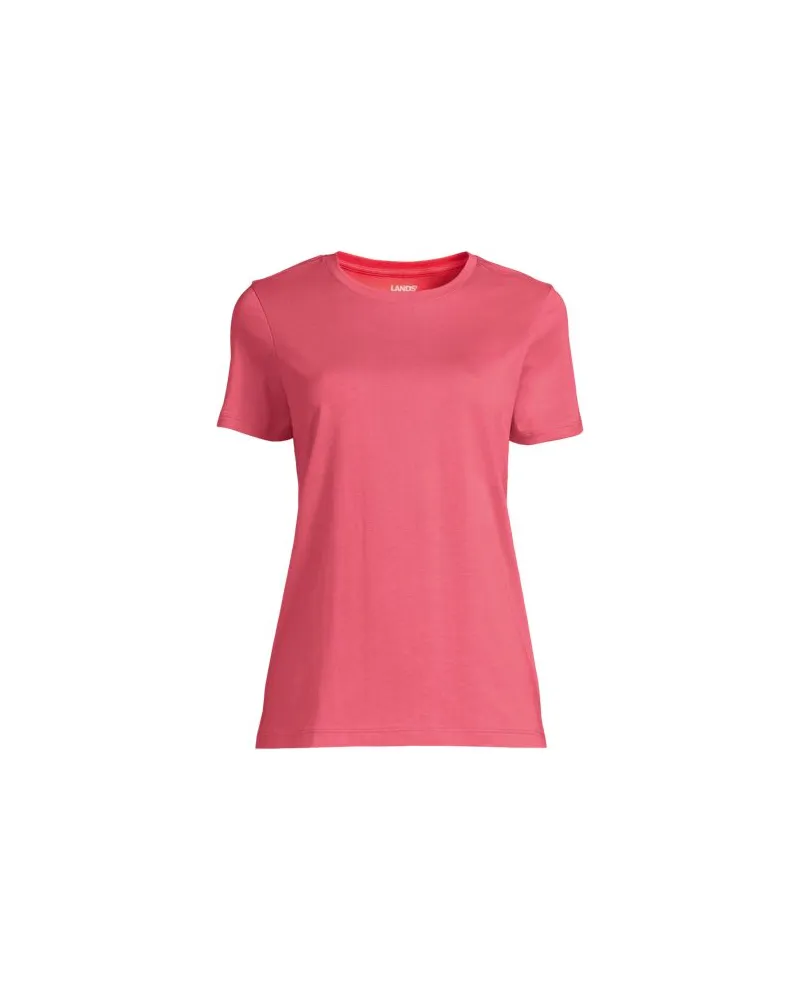 Lands' End Supima Kurzarm-Shirt mit rundem Ausschnitt, Damen, Größe:40-42 regular, Pink, Baumwolle, by Pink
