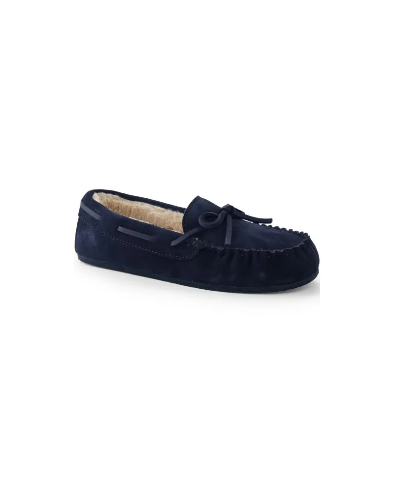Lands' End Veloursleder-Mokassins, Damen, Größe regular, Blau, Leder/Rauleder, by Blau