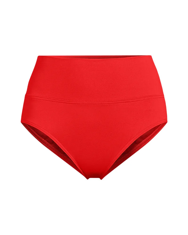 Lands' End Bikinihose zum Umschlagen, High Waist,, Damen, Größe plus, Rot, Elasthan/Nylon-Mischung, by Rot