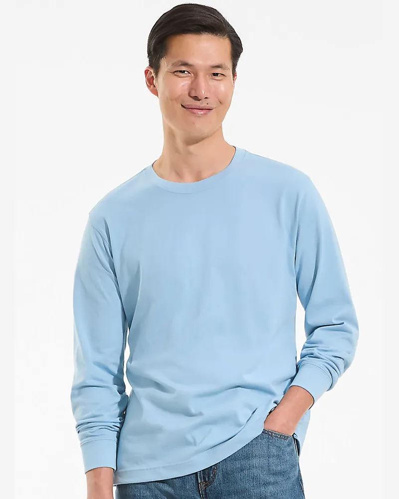 Lands' End Super-T Langarm-Shirt, Classic Fit, Herren, Größe regular, Blau, Baumwolle, by Blau