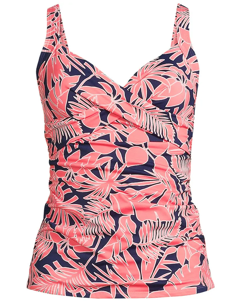 Lands' End Tankinitop CHLORRESISTENT mit V-Ausschnitt Gemustert, Damen, Größe:34 regular, Pink, Nylon-Mischung, by Pink