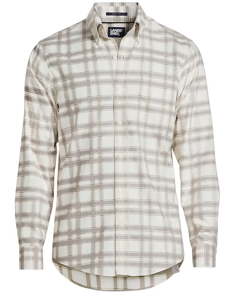 Lands' End CLASSIC FIT. Bügelfreies Twillhemd, Herren, Größe regular, Grau, Baumwolle, by Grau