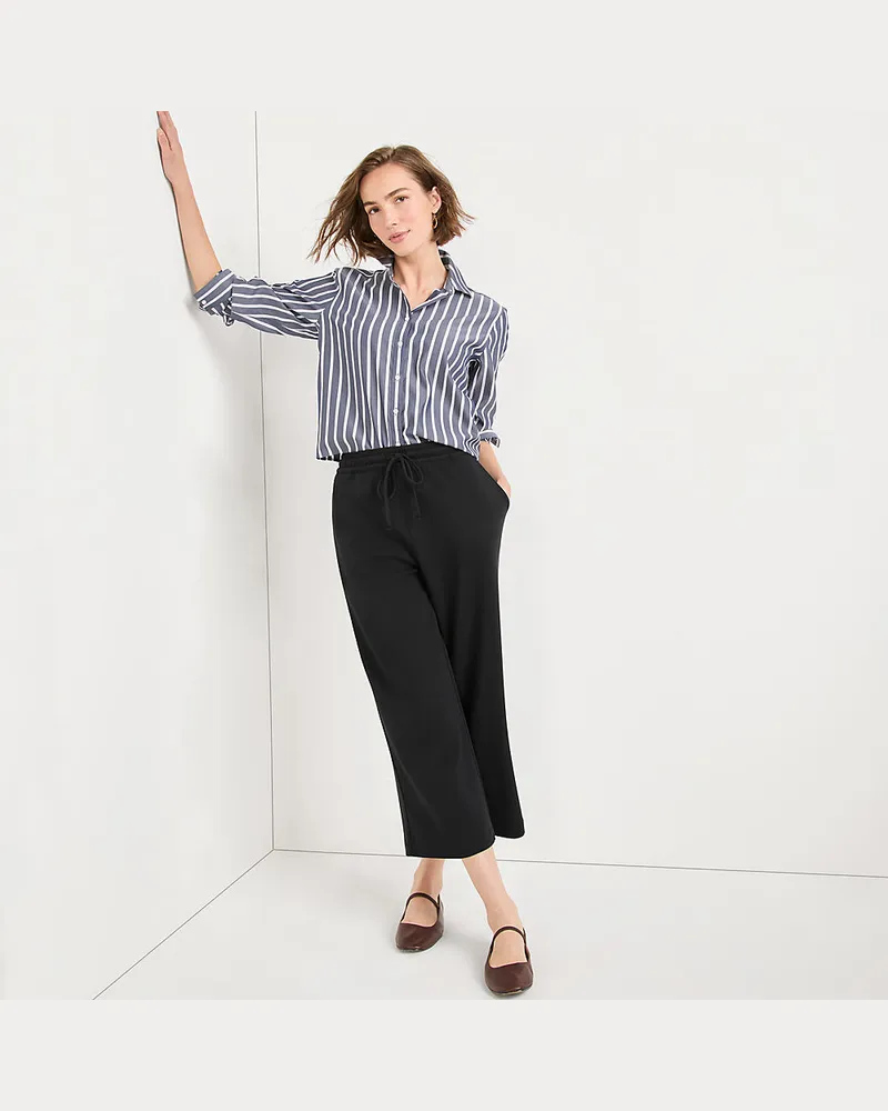 Lands' End 7/8-Hose SPORT KNIT mit weitem Bein, Damen, Größe regular, Schwarz, Baumwolle, by Schwarz