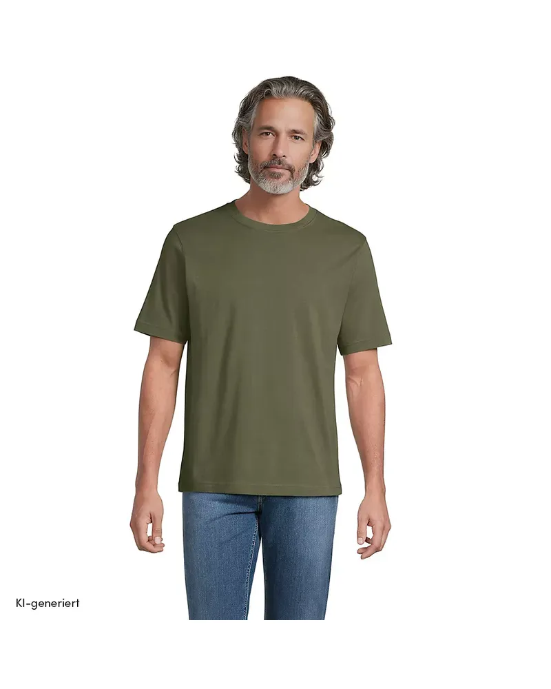Lands' End Super-T Kurzarm-Shirt, Classic Fit, Herren, Größe regular, Grün, Baumwolle, by Grün