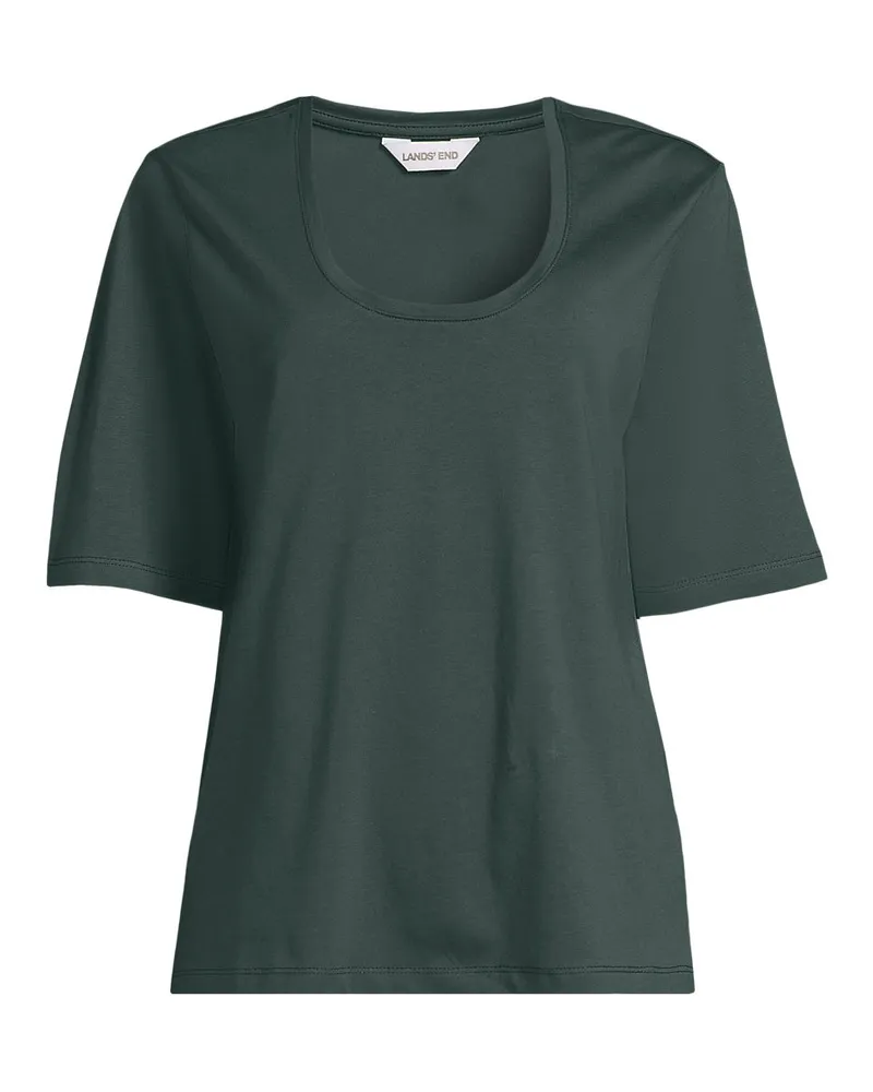 Lands' End Supima Rundhalsshirt, Damen, GrÃ¶ÃŸe regular, GrÃ¼n, Baumwolle, by Grã¼n