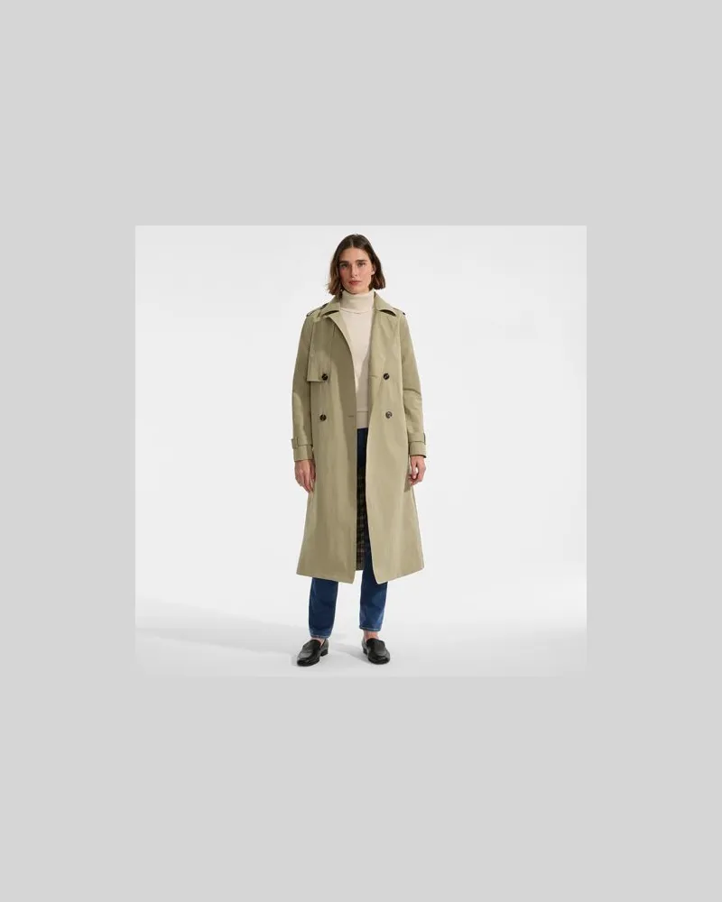 Lands' End Langer Trenchcoat, Damen, Größe:44-46 petite, Grün, by Grün