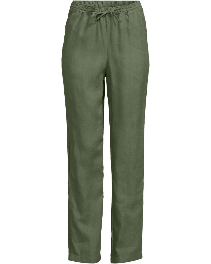 Lands' End Relaxte Premium Reinleinen-Schlupfhose, Damen, Größe plus, Grün, Leinen, by Grün