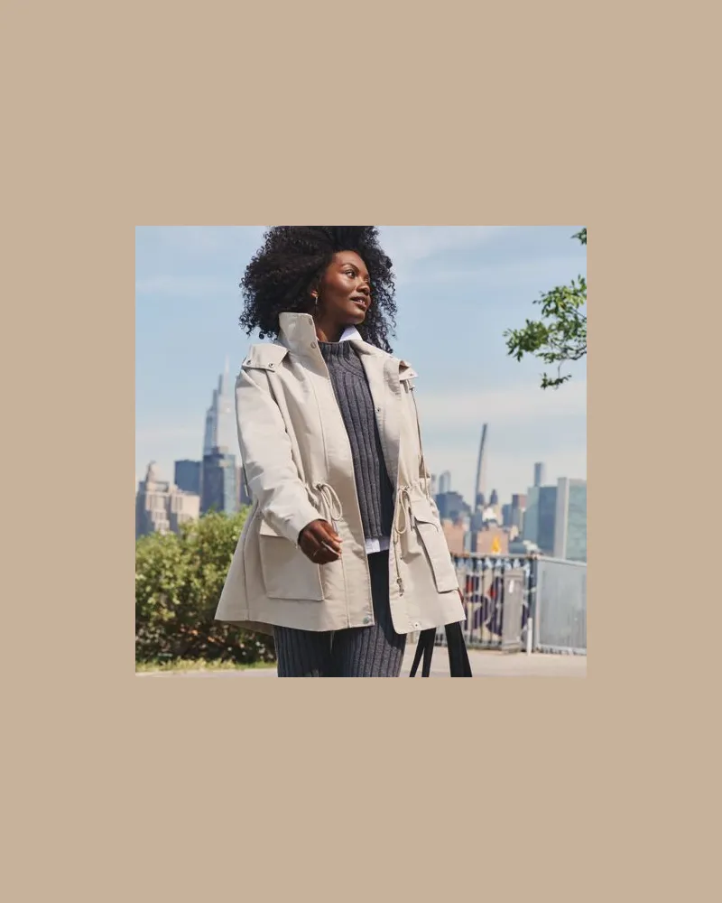 Lands' End Wasserabweisende Soft Touch Jacke aus Baumwollmix, Damen, Größe:44-46 regular, Beige, by Beige