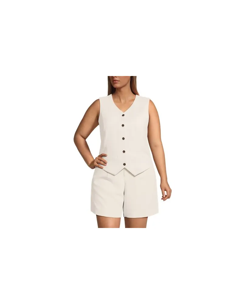 Lands' End Weste aus Crêpe, Damen, Größe plus, Weiß, Polyester, by Weiß