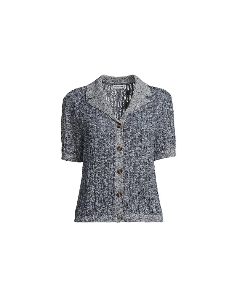 Lands' End Ajour-Cardigan mit Leinen, Damen, Größe regular, Blau, Baumwolle/Leinen/Nylon, by Blau