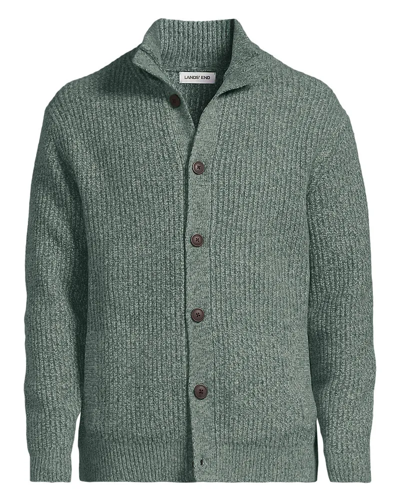 Lands' End Cardigan mit Stehkragen, Herren, Größe regular, Grün, by Grün