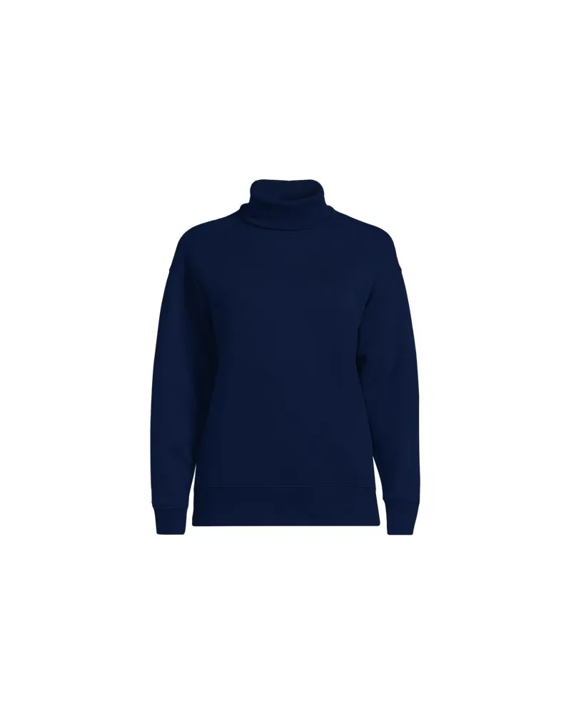 Lands' End Serious Sweats Rollkragenpullover, Damen, Größe plus, Blau, Baumwoll-Mischung/Polyester-Mischung, by Blau