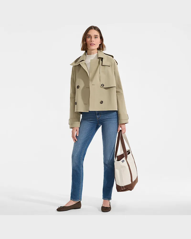 Lands' End Kurzer Trenchcoat mit Kapuze, Damen, Größe regular, Grün, by Grün