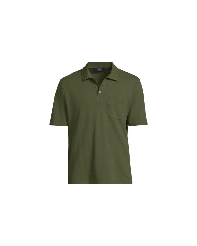 Lands' End Leinenmix-Poloshirt, Herren, Größe:60 regular, Grün, Leinen/Baumwoll-Mischung, by Grün