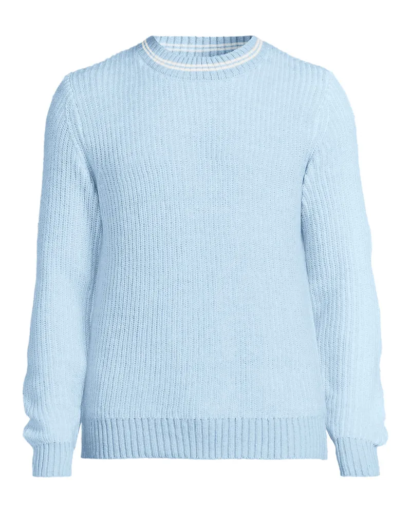 Lands' End Rippstrick-Pullover, Herren, Größe regular, Blau, Wolle/Polyester/Polyacryl, by Blau
