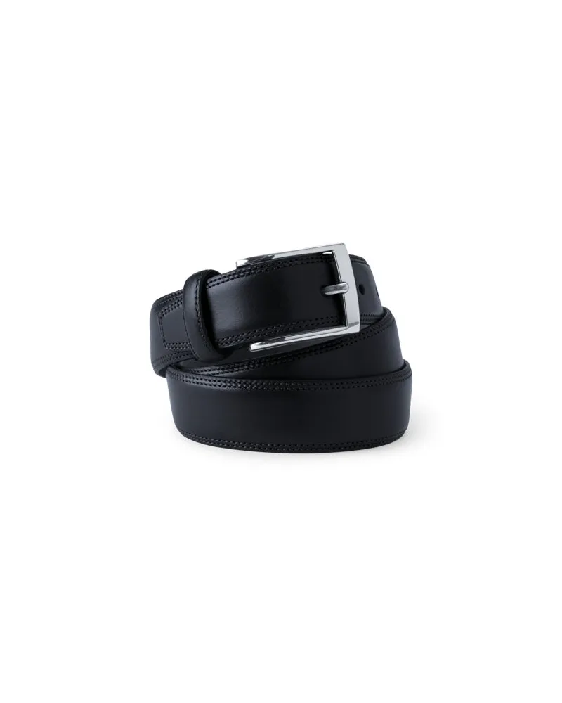 Lands' End Klassischer Gürtel aus Handschuh-Leder, Herren, Größe regular, Schwarz, Leder/Messing, by Schwarz