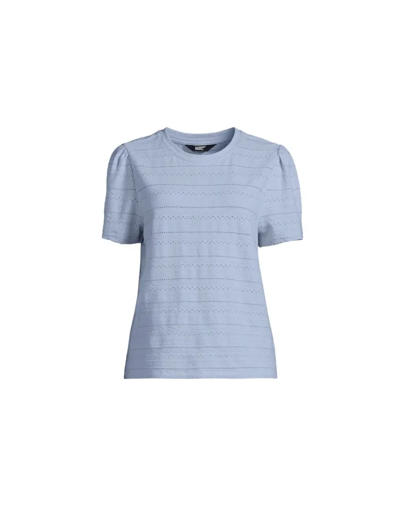 Lands' End Lochmustershirt, Damen, Größe:44-46 regular, Blau, Baumwolle/Baumwoll-Mischung, by Blau