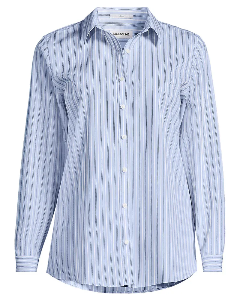 Lands' End Bügelfreie Baumwoll-Bluse, Damen, Größe plus, Blau, Baumwolle, by Blau