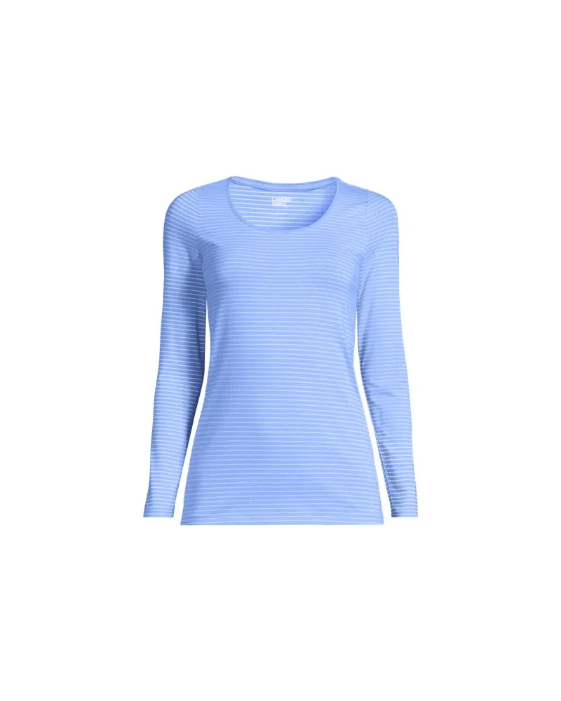 Lands' End Baumwolle/Modal-Shirt mit Ballett-Ausschnitt, Damen, Größe plus, Blau, Baumwolle Modal, by Blau