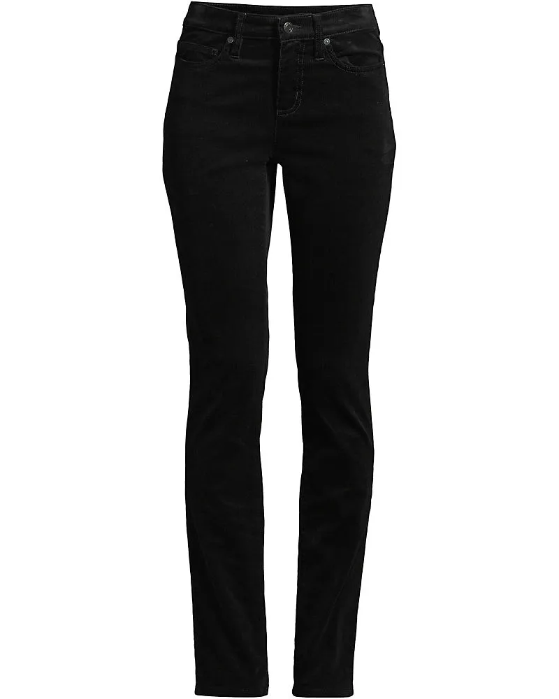 Lands' End Straight Fit Cordhose Mid Waist, Damen, Größe plus, Schwarz, Baumwoll-Mischung, by Schwarz