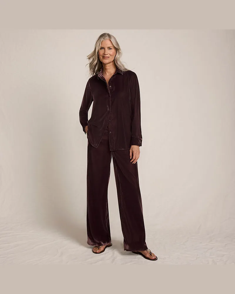 Lands' End Samthose mit weitem Bein, Damen, Größe:34 regular, Braun, Polyester, by Braun