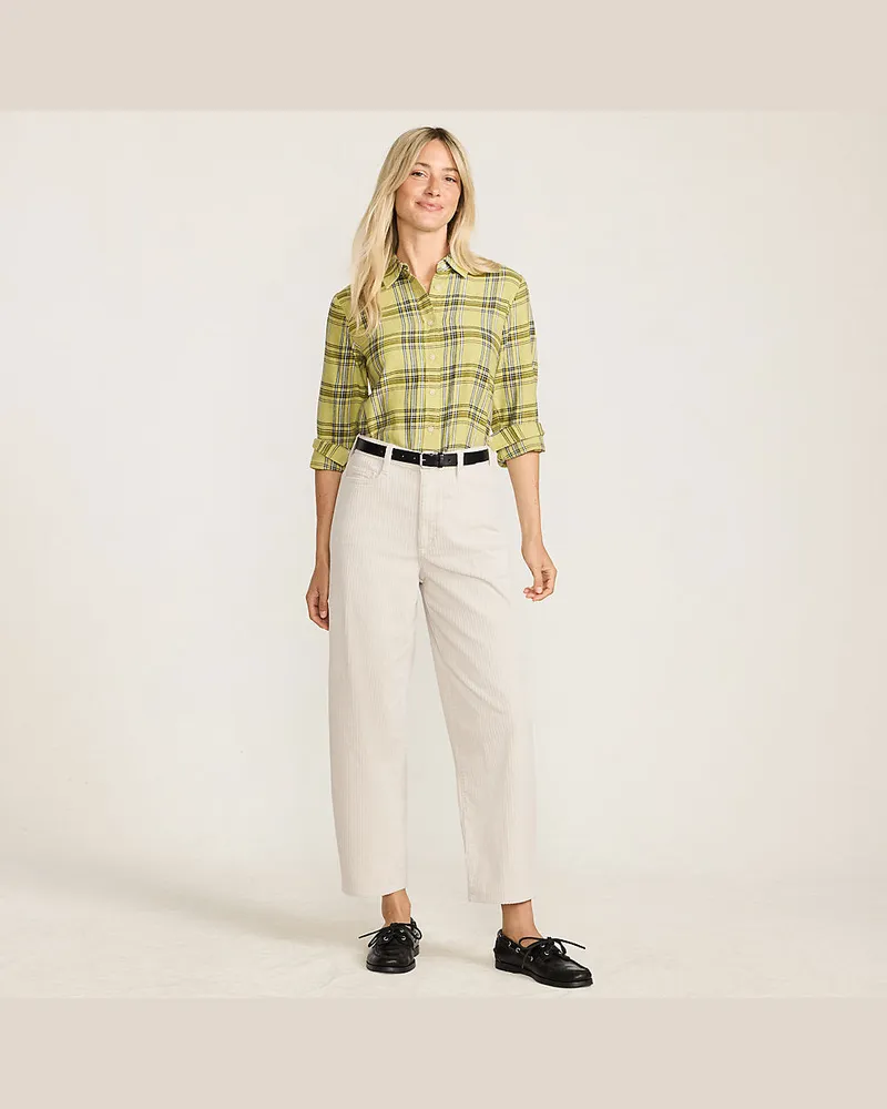 Lands' End Barrel-Breitcordhose High Waist, Damen, Größe regular, Weiß, Elasthan/Baumwoll-Mischung, by Weiß