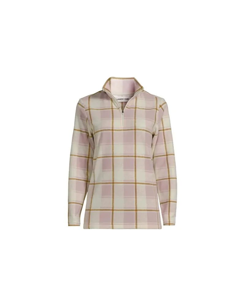 Lands' End Gemusterter Fleece-Pullover mit Reißverschluss, Damen, Größe regular, Pink, Polyester, by Pink