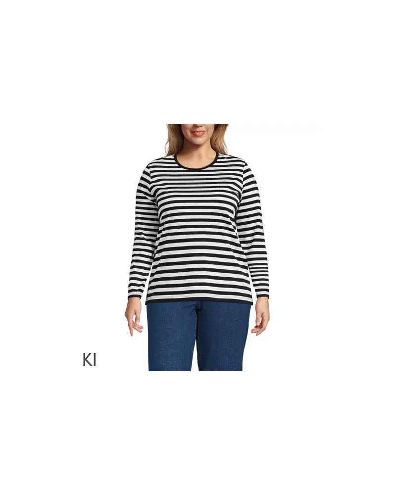 Lands' End Supima-Shirt, Langarm, Damen, Größe plus, Schwarz, Baumwolle, by Schwarz