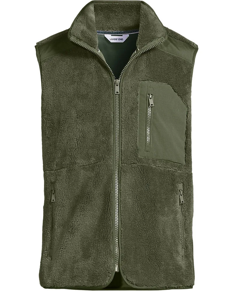 Lands' End Teddy-Weste, Herren, Größe regular, Grün, Polyester, by Grün