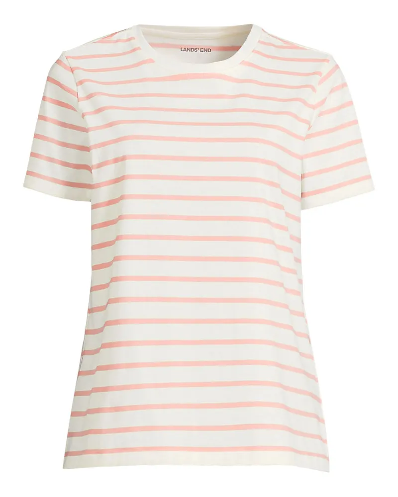 Lands' End Supima Kurzarm-Shirt mit rundem Ausschnitt, Damen, GrÃ¶ÃŸe regular, WeiÃŸ, Baumwolle, by Weiãÿ