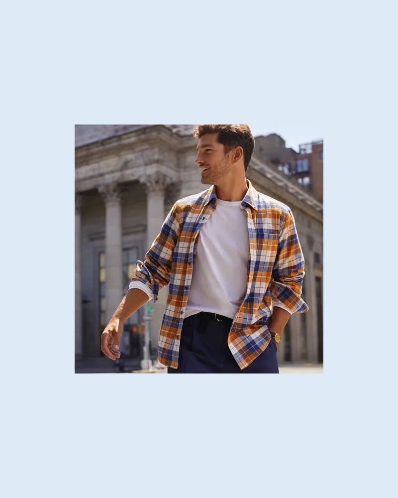 Lands' End Supima Langarm-Shirt mit Rundhalsausschnitt, Herren, Größe regular, Weiß, Baumwolle, by Weiß