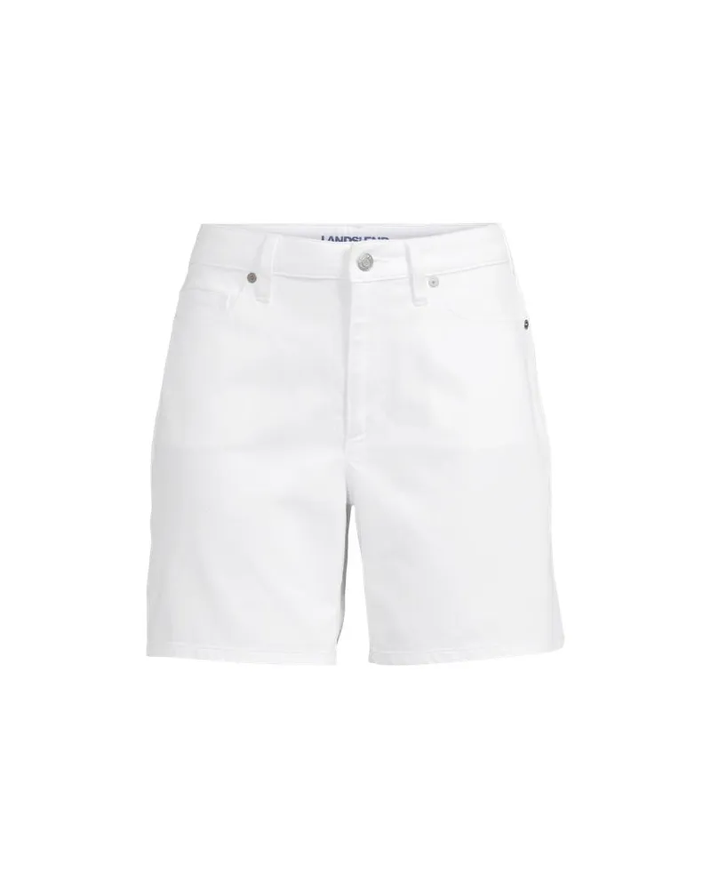 Lands' End Soft Denim Mid Waist Jeansshorts 18 cm, Damen, Größe plus, Weiß, Baumwoll-Mischung, by Weiß