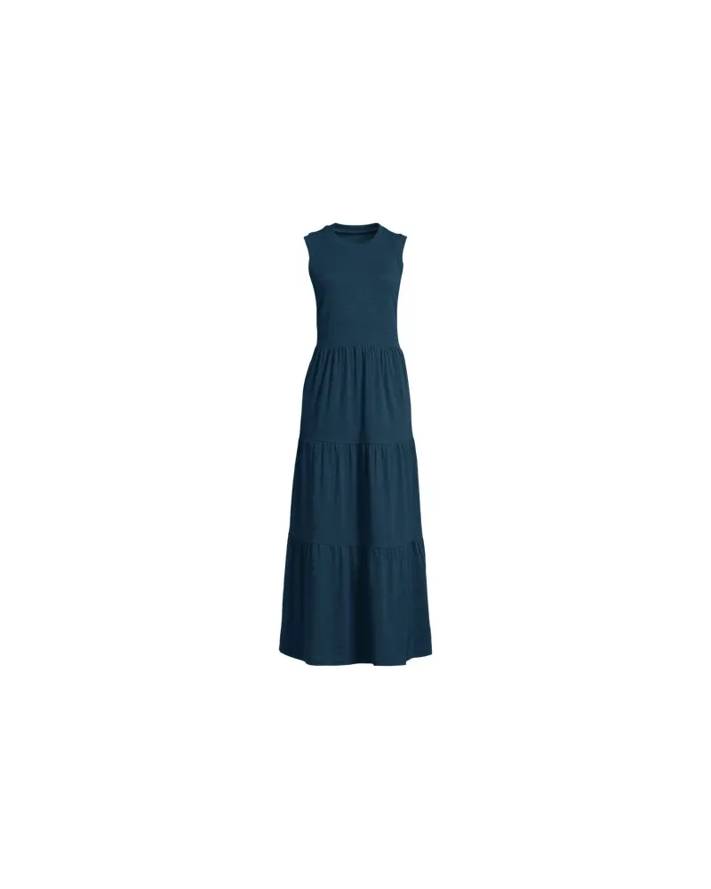 Lands' End Flammgarn-Maxikleid aus reiner Baumwolle, Damen, Größe petite, Blau, by Blau