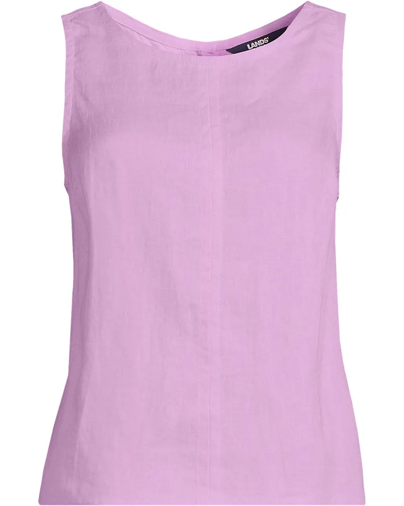 Lands' End Leinentop mit Knopfleiste am Rücken, Damen, Größe regular, Lila, Leinen, by Lila